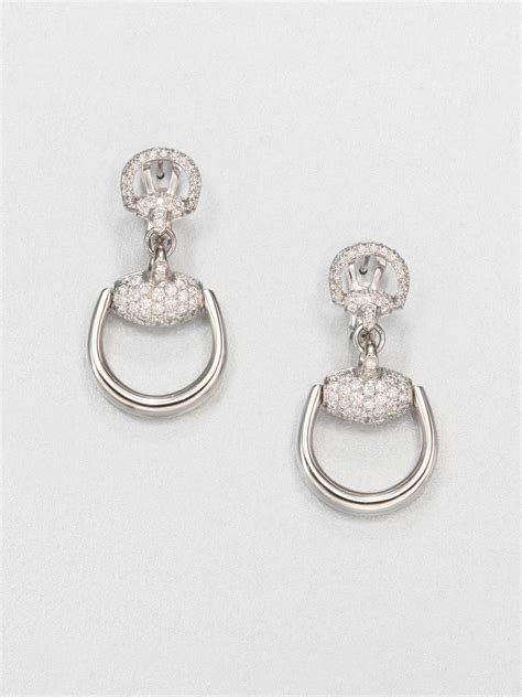 gucci earrings studded with diamonds|Gucci white gold stud earrings.